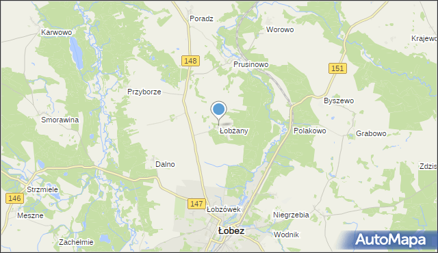 mapa Łobżany, Łobżany na mapie Targeo