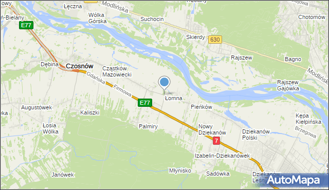 mapa Łomna, Łomna gmina Czosnów na mapie Targeo