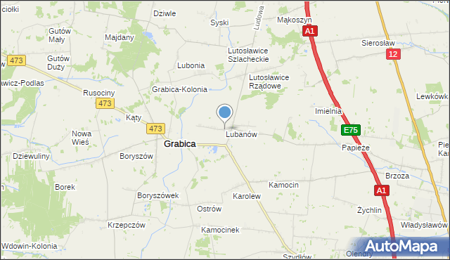 mapa Lubanów, Lubanów gmina Grabica na mapie Targeo