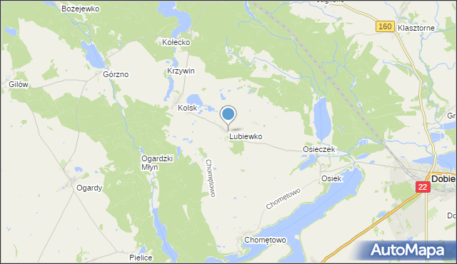 mapa Lubiewko, Lubiewko na mapie Targeo