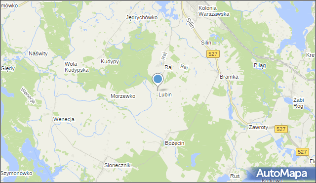 mapa Lubin, Lubin gmina Morąg na mapie Targeo