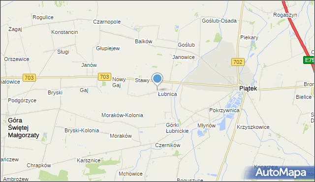 mapa Łubnica, Łubnica gmina Piątek na mapie Targeo
