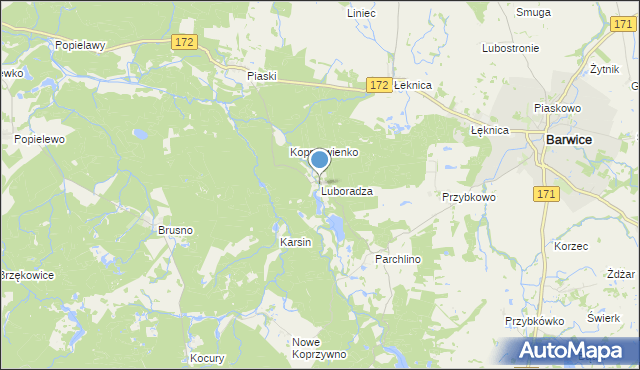 mapa Luboradza, Luboradza na mapie Targeo