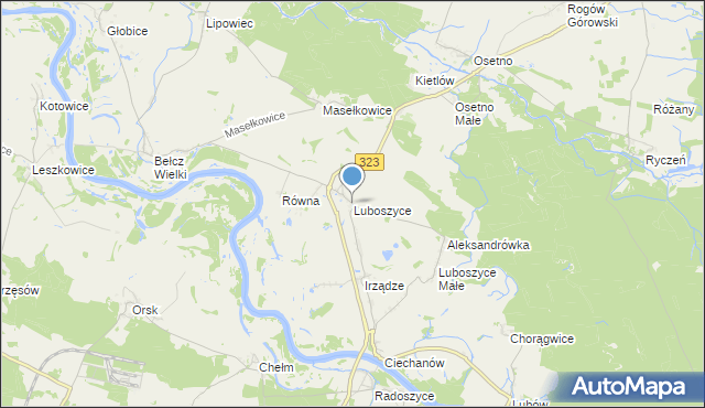 mapa Luboszyce, Luboszyce gmina Jemielno na mapie Targeo