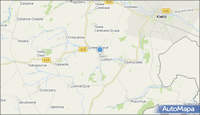 mapa Lubotyń, Lubotyń gmina Kietrz na mapie Targeo
