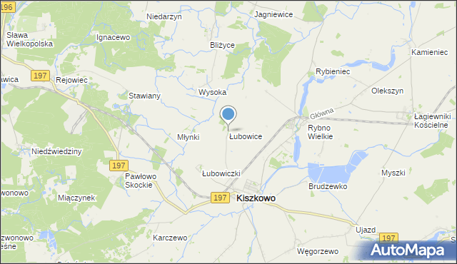 mapa Łubowice, Łubowice gmina Kiszkowo na mapie Targeo