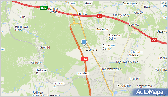 mapa Lućmierz-Ośrodek, Lućmierz-Ośrodek na mapie Targeo