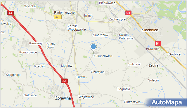 mapa Łukaszowice, Łukaszowice na mapie Targeo