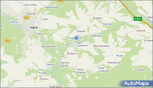 mapa Łukawica, Łukawica gmina Narol na mapie Targeo