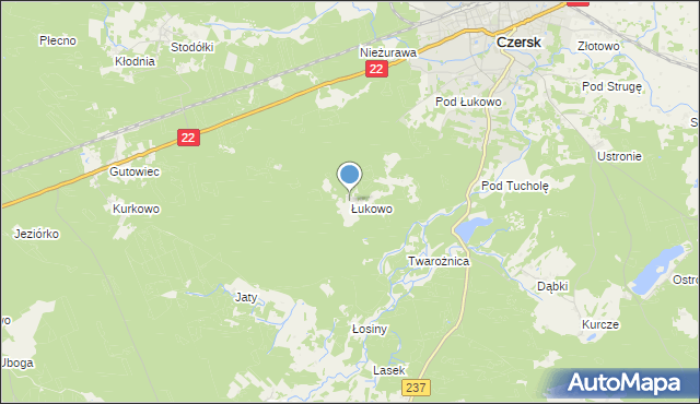 mapa Łukowo, Łukowo gmina Czersk na mapie Targeo