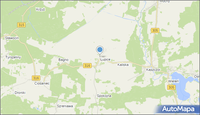 mapa Łupice, Łupice gmina Sława na mapie Targeo