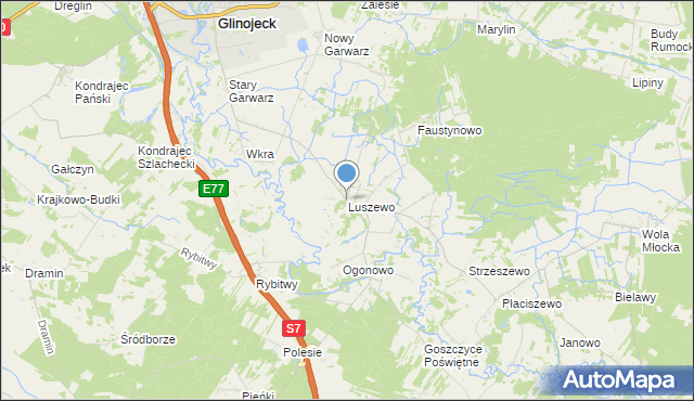 mapa Luszewo, Luszewo gmina Glinojeck na mapie Targeo