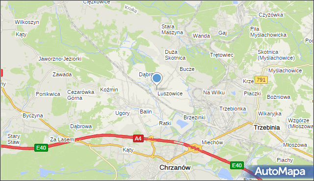 mapa Luszowice, Luszowice gmina Chrzanów na mapie Targeo