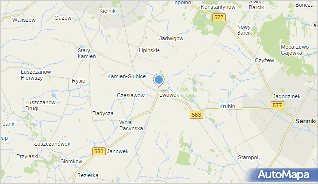 mapa Lwówek, Lwówek gmina Sanniki na mapie Targeo