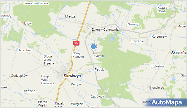 mapa Łyczyn, Łyczyn gmina Stawiszyn na mapie Targeo