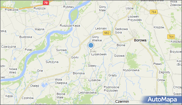 mapa Łysakówek, Łysakówek na mapie Targeo