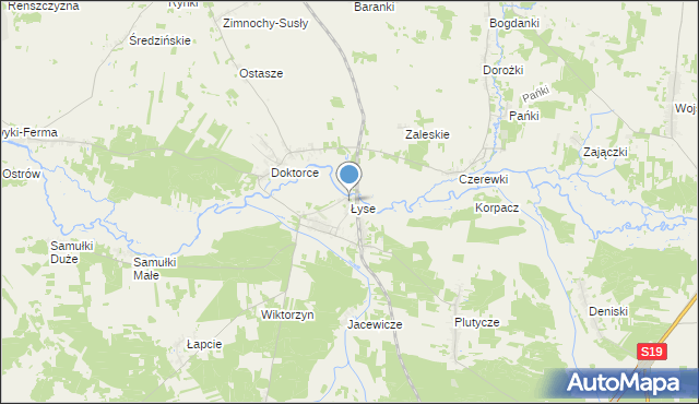 mapa Łyse, Łyse gmina Wyszki na mapie Targeo
