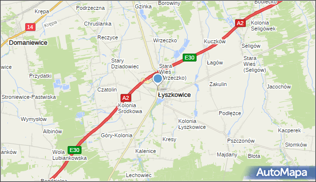 mapa Łyszkowice, Łyszkowice powiat łowicki na mapie Targeo