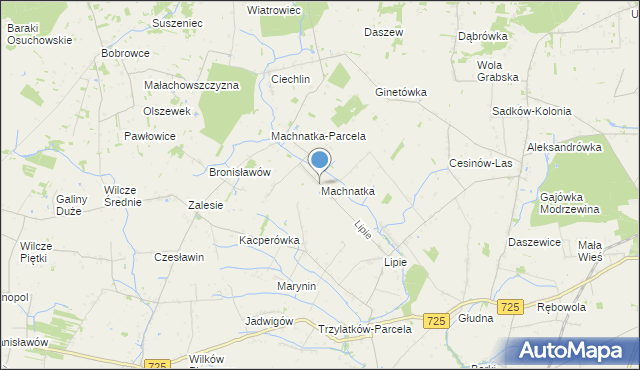 mapa Machnatka, Machnatka na mapie Targeo