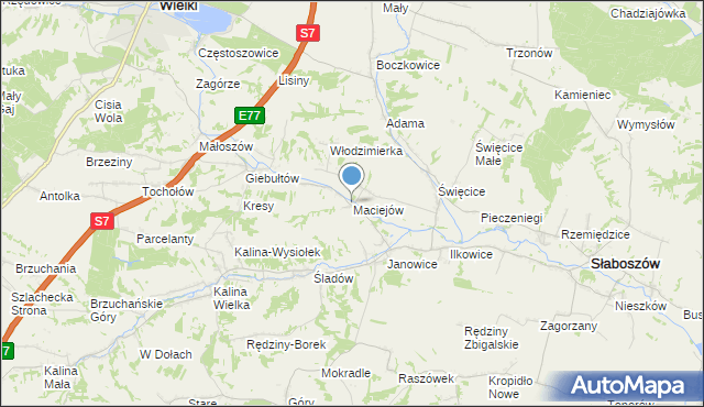 mapa Maciejów, Maciejów gmina Słaboszów na mapie Targeo