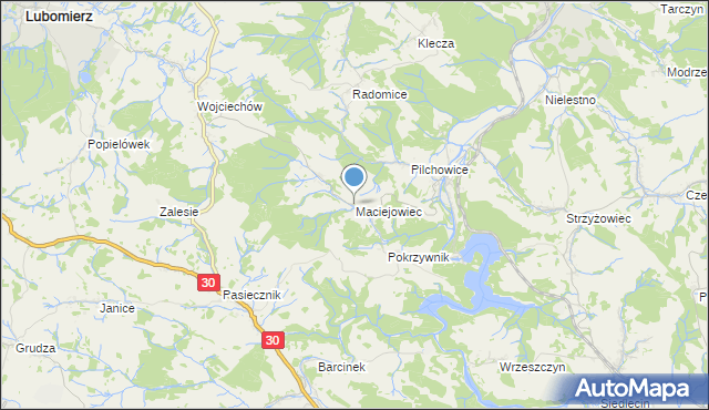 mapa Maciejowiec, Maciejowiec na mapie Targeo