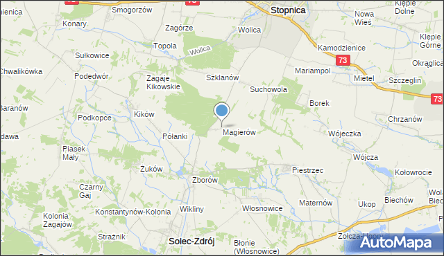 mapa Magierów, Magierów gmina Solec-Zdrój na mapie Targeo