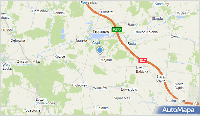 mapa Majdan, Majdan gmina Trojanów na mapie Targeo