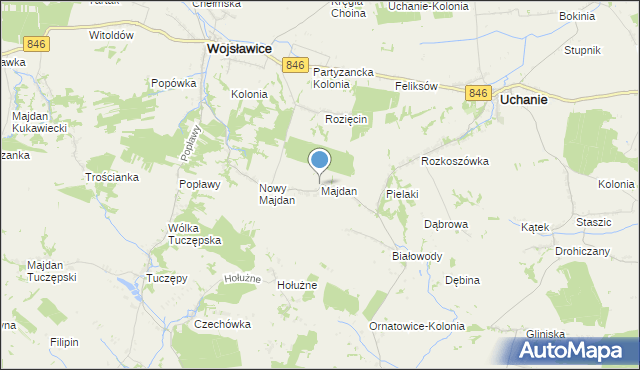 mapa Majdan, Majdan gmina Wojsławice na mapie Targeo