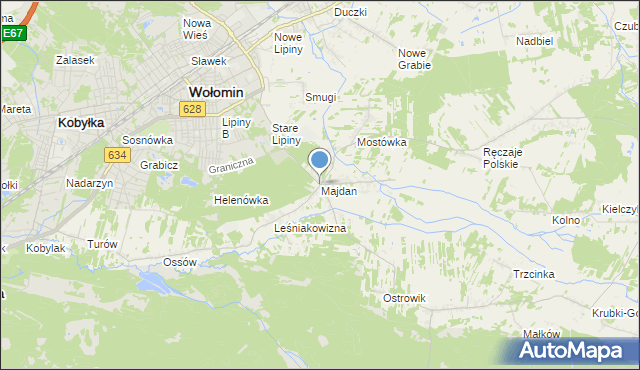 mapa Majdan, Majdan gmina Wołomin na mapie Targeo