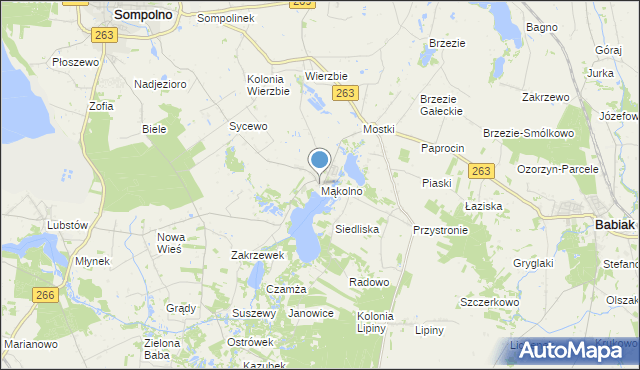 mapa Mąkolno, Mąkolno gmina Sompolno na mapie Targeo