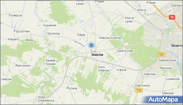 mapa Maków, Maków powiat skierniewicki na mapie Targeo