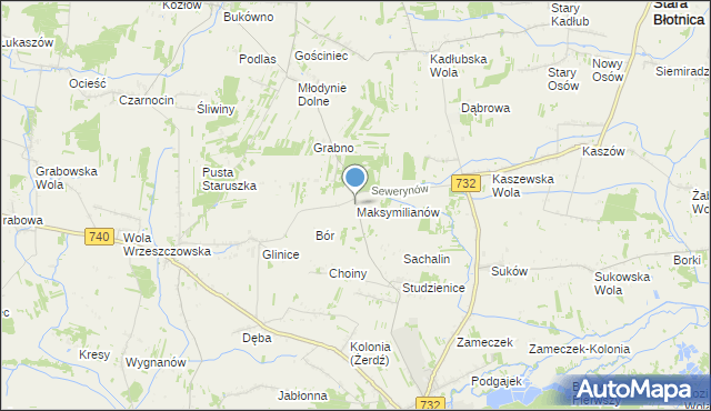 mapa Maksymilianów, Maksymilianów gmina Przytyk na mapie Targeo