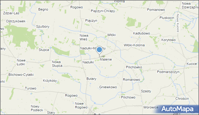 mapa Malenie, Malenie gmina Bulkowo na mapie Targeo