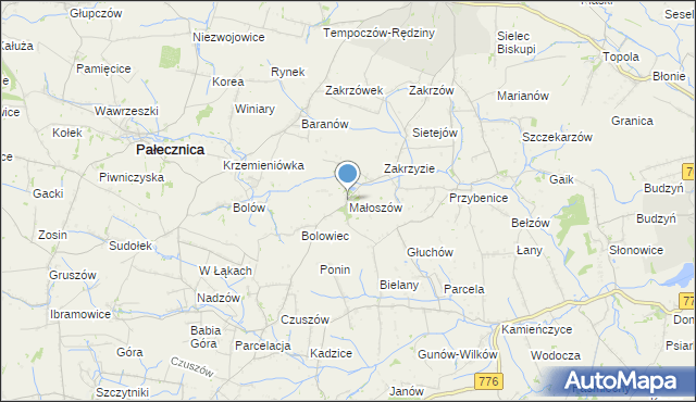 mapa Małoszów, Małoszów gmina Skalbmierz na mapie Targeo