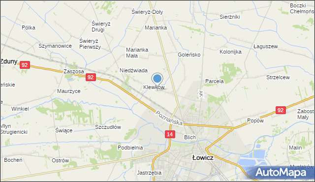 mapa Małszyce, Małszyce gmina Łowicz na mapie Targeo