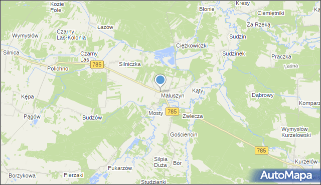 mapa Maluszyn, Maluszyn gmina Żytno na mapie Targeo