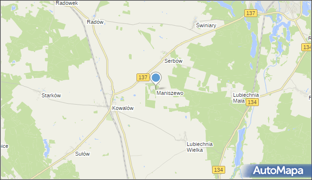 mapa Maniszewo, Maniszewo na mapie Targeo