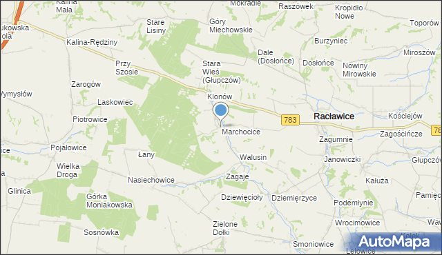 mapa Marchocice, Marchocice gmina Racławice na mapie Targeo