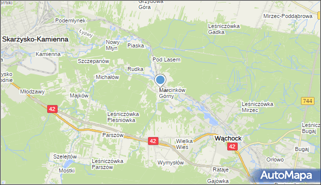 mapa Marcinków, Marcinków gmina Wąchock na mapie Targeo