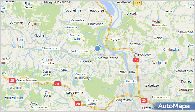 mapa Marcinkowice, Marcinkowice gmina Chełmiec na mapie Targeo
