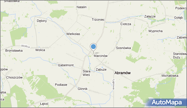 mapa Marcinów, Marcinów gmina Abramów na mapie Targeo