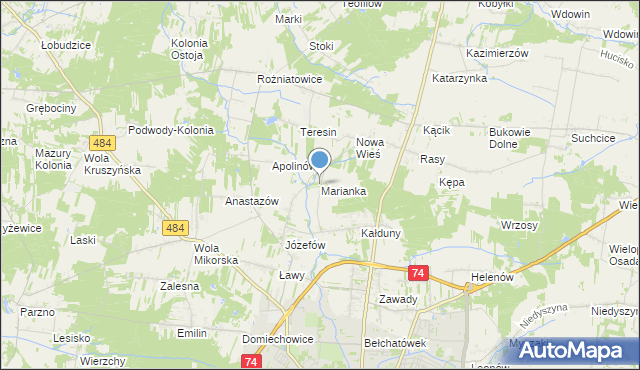 mapa Marianka, Marianka gmina Bełchatów na mapie Targeo