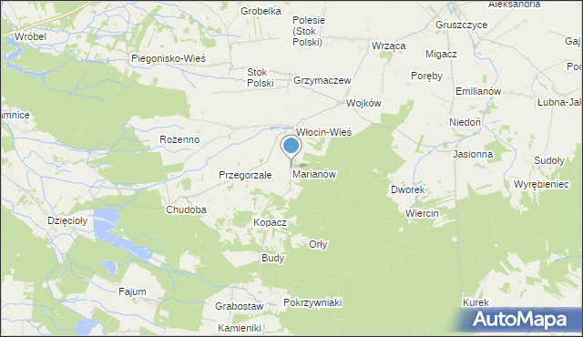 mapa Marianów, Marianów gmina Błaszki na mapie Targeo