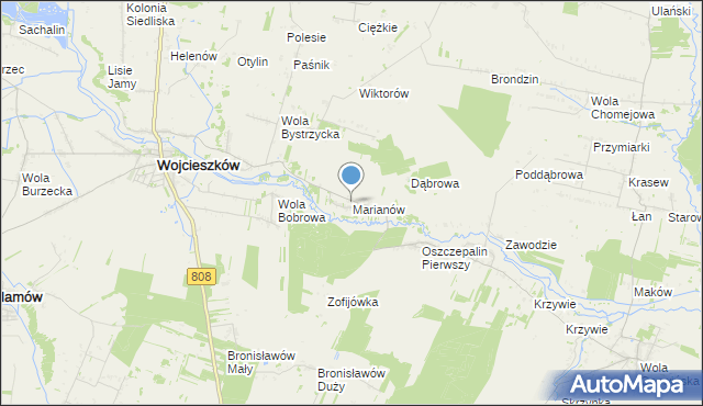 mapa Marianów, Marianów gmina Wojcieszków na mapie Targeo