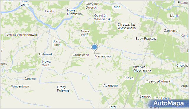 mapa Marianowo, Marianowo gmina Długosiodło na mapie Targeo
