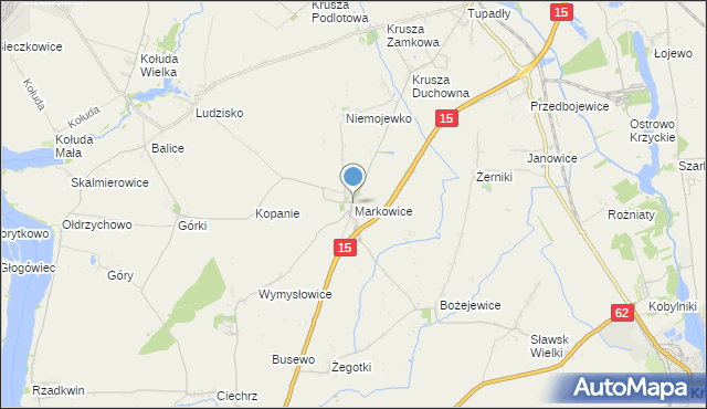 mapa Markowice, Markowice gmina Strzelno na mapie Targeo