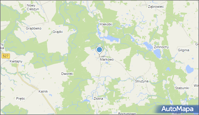 mapa Markowo, Markowo gmina Morąg na mapie Targeo