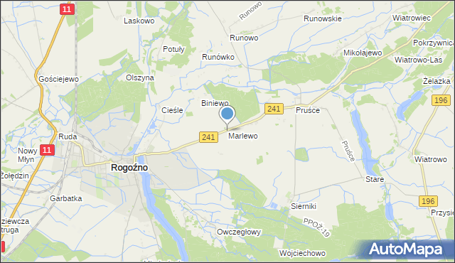 mapa Marlewo, Marlewo gmina Rogoźno na mapie Targeo