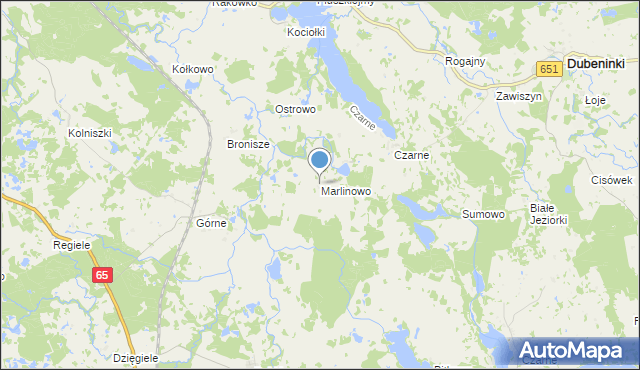 mapa Marlinowo, Marlinowo na mapie Targeo