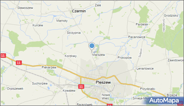 mapa Marszew, Marszew gmina Pleszew na mapie Targeo